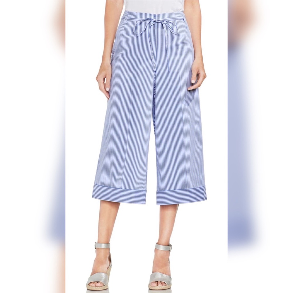 Vince Camuto Tie Front Stripe Culottes.